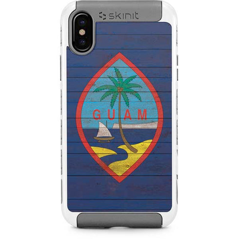 Guam Flag Dark Wood iPhone X/XS Cargo Case